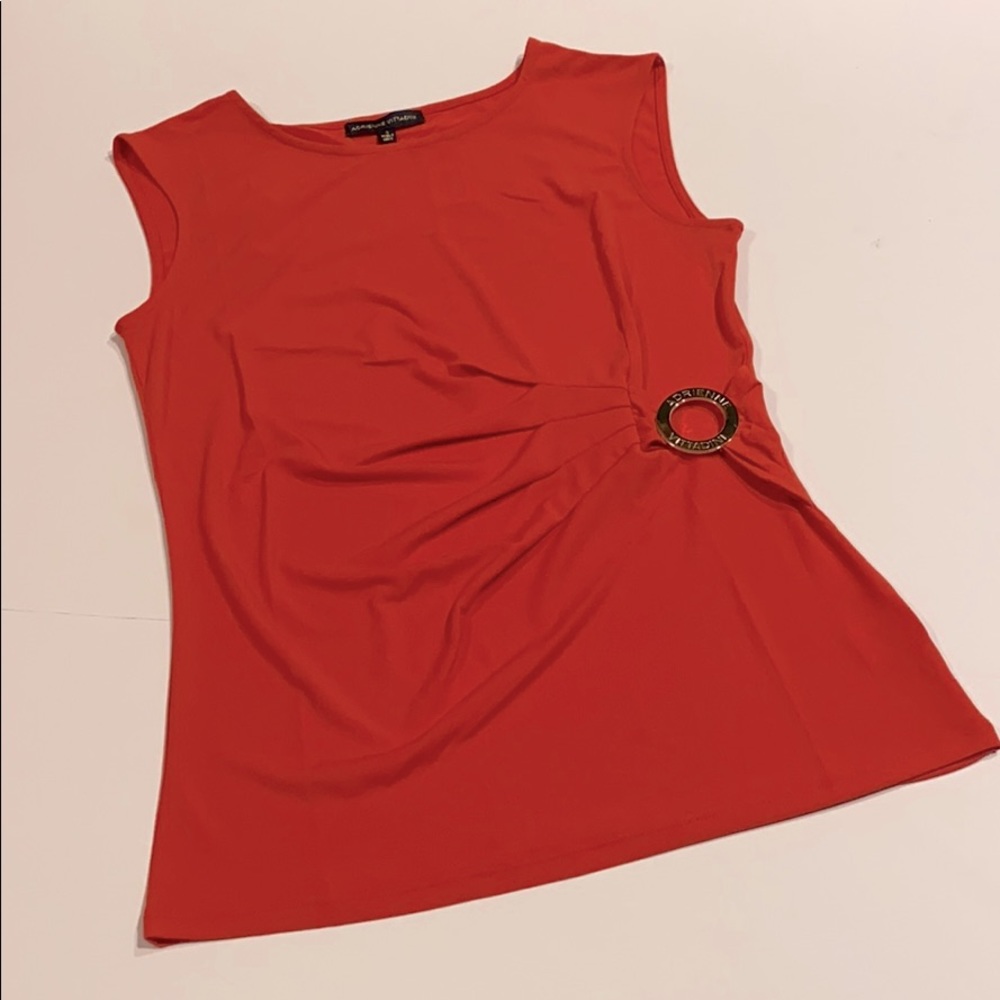 Adrienne Vittadini Small Red Rouched Side Top Sleeveless New (e)